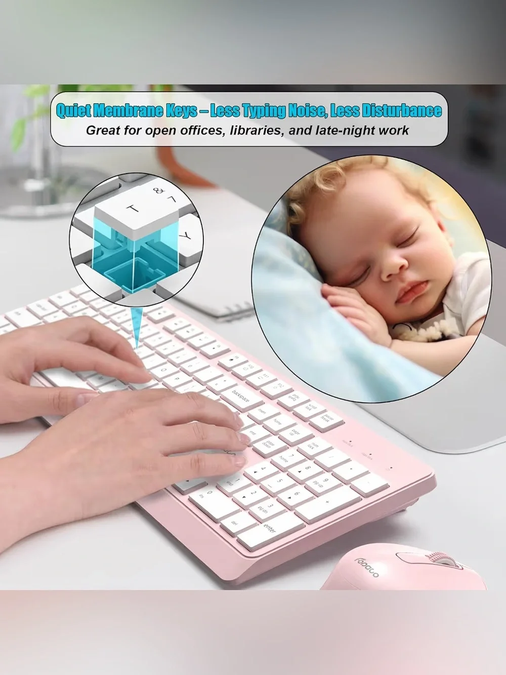 Wireless Keyboard and Mouse Combo, 2.4G USB Full Size Keyboard